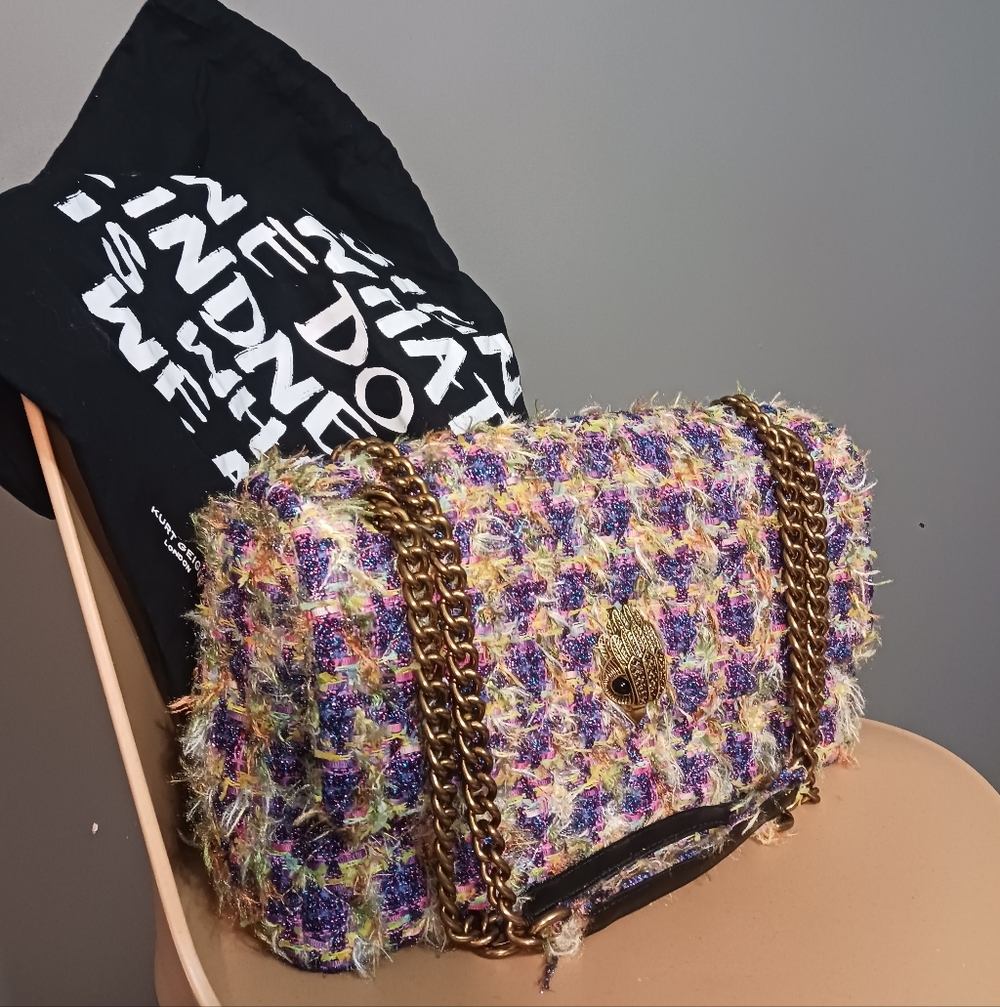 Kurt Geiger The Kensigton Tweed Large Crossbody/ Shoulder Bag+Dust Bag,14" Lengh - Picture 2 of 16